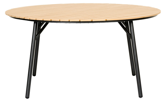 Havebord Ø150 cm stål/nonwood lys teak - Sunlife